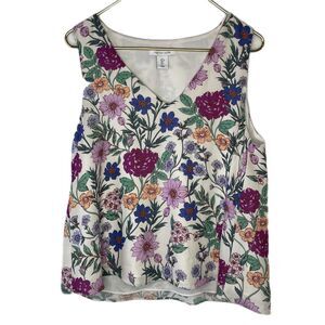 Tabitha Webb Multicolor Floral Polyester Sleeveless Blouse Teacher Large * Fairy